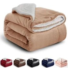 Sherpa Blanket Double-Sided Sheepskin Wool Comforter For Double Queen Bed Winter - hạt phỉ - Xem 1