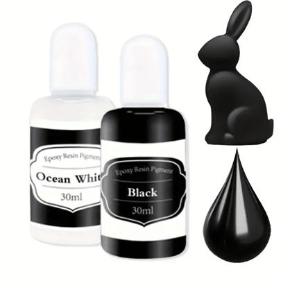 Set mit hochkonzentrierten schwarz-weißen Epoxidharz-Pigmenten, je 30ml - Kräftige deckende Farben für Harzkunst, Schmuckherstellung & Basteln, Farbpasten