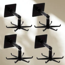 1pc 360° Rotating Hanging Kitchen Rack Hook - Multifunctional Storage Rack, Wall Mounted, Retractable Black Plastic Kitchen Utensil Rack, Suitable For Knife, Fork, Spoon, Spatula, Tongs, Bathroom, Keys, Glasses, Jewelry, Accessories