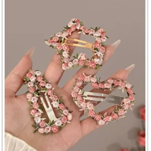 Floral Embroidered Hair Clips, Pink Water Drop BB Clips, Hair Accessories For Beach, Campus, Commute, Party, Boho Outfit Hair Claws Claw Clips Hair Jaw Clip Hair Clamps Hair Clutch Hair Catcher Clip
