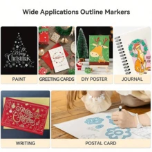 12pcsDouble Line Outline Pen & Dreamy Double Line Pen (24 Color) & Colorful Outline Pen (24 Color) & Fluorescent Graffiti Pen & Metallic Greeting Card Pen, For Greeting Cards, Crafts, Posters, Painting, Diy, Sketching, Journaling And Kids Coloring,Diy Kids,Colouring,Kids Coloring,Back To School - Multicolor - View 8