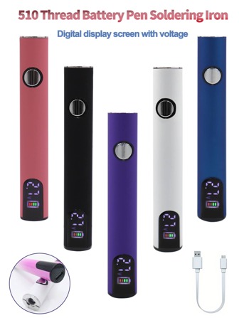 Portable Mini Soldering Iron, Excluding Soldering Iron Tip, Wireless Soldering Iron Pen, 510 Thread Interface, Adjustable Voltage, Fast Heating, With Digital Display Screen, Type-C Fast Charging - Ideal For DIY Projects And Electronics Repair, Stainless Steel, 400mAh Rechargeable Battery, Multiple Colors Available (Product Does Not Include Soldering Iron Tip)