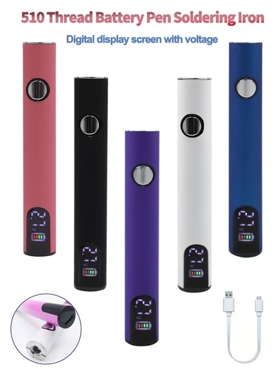 便携式迷你烙铁，不含烙铁头，无线烙铁笔，510螺纹接口，可调电压，快速加热，带数字显示屏，Type-C快速充电 - 非常适合DIY项目和电子产品维修，不锈钢材质，400mAh可充电电池，多种颜色可选（产品不包括烙铁头）