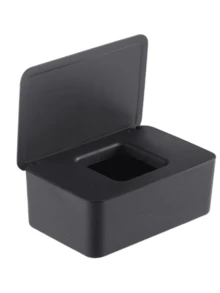 1pc PP Automatic Flip-Top Black Tissue Box, Wet Wipes Box, Mask Storage Box - Black - View 13