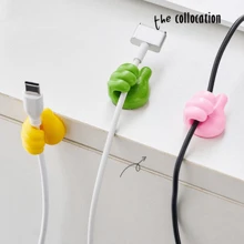 10pcs (Mixed Colors) Thumb Shape Cable Holder Clips, Creative Cute Wire Organizer Adhesive Hooks For Cable Management, Damage-Free No-Drilling Sticky Mount
