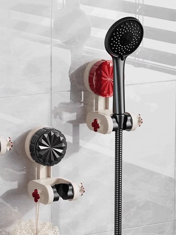 1pc Adjustable Bathroom Shower Head Holder, Suction Cup Shower Bracket, Movable Shower Head Mount For Bathroom
