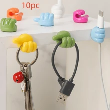 10 piezas (colores mezclados) Clips organizadores de cables multifuncionales con forma de pulgar, lindos y creativos clips adhesivos para cables, sin daños y sin necesidad de perforación