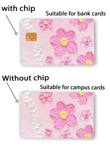 2pcs/3pcs/4pcs Floral & Heart/Bow Painting Pattern PVC Stickers, Cute Landscape Debit/Credit Card Protector Skin, Creative Art Card Decals,Back To School,School Supplies - Multicolor - View 17
