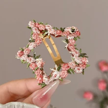 Floral Embroidered Hair Clips, Pink Water Drop BB Clips, Hair Accessories For Beach, Campus, Commute, Party, Boho Outfit Hair Claws Claw Clips Hair Jaw Clip Hair Clamps Hair Clutch Hair Catcher Clip