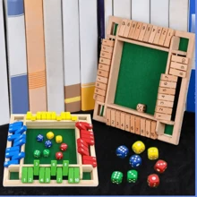 Houten Dobbelstenen Bordspel Sluit De Doos Voor 4 Spelers Flappen & Dobbelstenen Spel Ouder-Kind Interactie Familie Entertainment