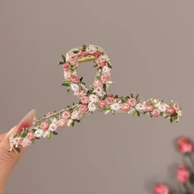 Floral Embroidered Hair Clips, Pink Water Drop BB Clips, Hair Accessories For Beach, Campus, Commute, Party, Boho Outfit Hair Claws Claw Clips Hair Jaw Clip Hair Clamps Hair Clutch Hair Catcher Clip