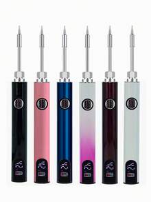 Portable Mini Soldering Iron, Excluding Soldering Iron Tip, Wireless Soldering Iron Pen, 510 Thread Interface, Adjustable Voltage, Fast Heating, With Digital Display Screen, Type-C Fast Charging - Ideal For DIY Projects And Electronics Repair, Stainless Steel, 400mAh Rechargeable Battery, Multiple Colors Available (Product Does Not Include Soldering Iron Tip) - Multicolor - View 11