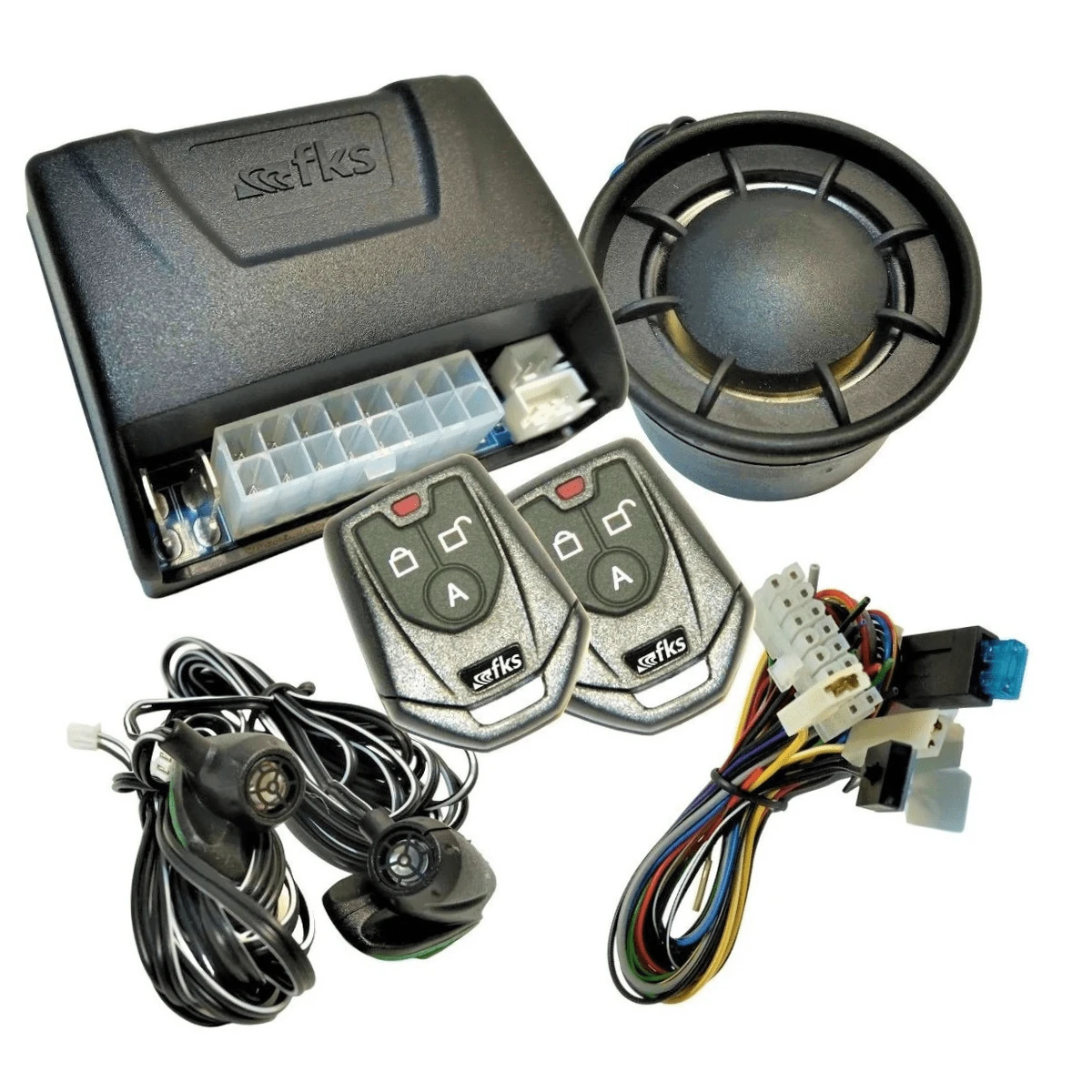 Alarme Automotivo Antifurto Bloqueio do Motor Trava Portas Completo Kit 2 Controles Linha Fi4t Palio Linea Fiorino Strada Uno Punto - Multicolorido - Visão 1