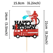 Firefighter Cupcake Toppers, Red Glitter Fire Department Cake Decor, Firefighter Cupcake Wrappers Suitable For Firefighter Themed Baby Shower, Birthday Party Cake Decorations - Multicolor - View 11