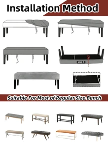 Water-Resistant Bedroom Bench Covers,Stretch Living Room Bench Covers,Piano Bench Seat Covers,Rectangle Long Chair Slipcover,Stretch Spandex Upholstered Bench Seat Cushion Slipcovers,Washable Bench Seat Covers, Bench Cushions Covers, Bench Seat Protector, Washable Bench Slipcover, Rectangle Bench Covers For Dining Room, Living Room, Bedrooms,Kitchen