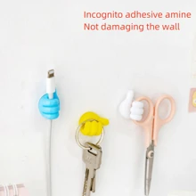 10pcs (Mixed Colors) Thumb Shape Cable Holder Clips, Creative Cute Wire Organizer Adhesive Hooks For Cable Management, Damage-Free No-Drilling Sticky Mount