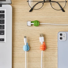 10pcs (Mixed Colors) Thumb Shape Cable Holder Clips, Creative Cute Wire Organizer Adhesive Hooks For Cable Management, Damage-Free No-Drilling Sticky Mount