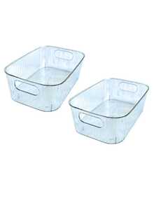 Kit Com 2 Caixas Decorativas Transparente Multiuso Organizadora - transparente - Visão 4
