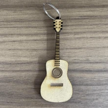 10 Guitar Keychains Musical Instrument Wood MDF 6mm - Yellow - View 5