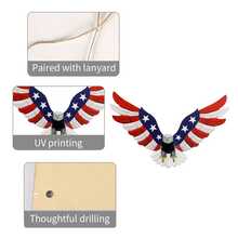 美国鹰爱国装饰，木制艺术装饰，悬挂美国国旗的鹰雕塑，大型手工制作的室内卧室办公室户外中心装饰 33 厘米 X 22.5 厘米