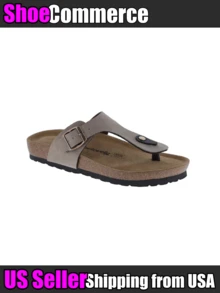 Women's Arch Support Thong Slide Sandals Soft Cork Footbed Sandal Adjustable Buckle Strap Flip Flops Open Toe Slip-On Slides Comfort Casual Summer Slippers Shoes - Dark Grey - View 1