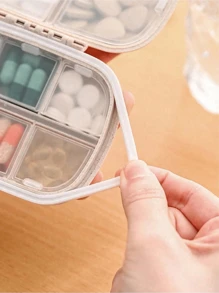 1 caixa de comprimidos portátil, mini caixa de remédios de viagem com 8 compartimentos, recipiente selado de silicone à prova d'água para óleo de peixe, lecitina, espirulina, celulose, melatonina, ginkgo biloba e outros suplementos, bandagens de primeiros socorros, pó hemostático, adequado para viagens, exploração, acampamento, piquenique
