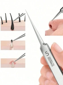 1/2/3 Stück/1 Set ultrafeine Nr. 5 Pinzetten, Reinigungswerkzeug, Mitesser/Pickel Entfernungspinzetten, fein spitz zulaufende Präzisions-Mitesserextraktoren, Edelstahl Pinzetten mit feiner spitzer Spitze für Akne, Pickel, Mitesser, professionelles Werkzeug zur Gesichtsreinigung