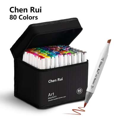 Chen Rui 168/120/100/80/60/48 Colors Dual-Tip Art Markers Set, Portable Durable Markers With Storage Bag, Art Supplies Suitable For Adult Or Student Coloring And Painting