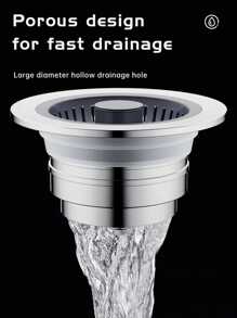 2 Pcs 3 In 1 Kitchen Sink Drain Strainer - Stainless Steel Pop-Up Sink Stopper Set, Anti-Clog Sink Food Trap Basket, Quick Drain Strainer Sink Stopper Fits U.S. Standard 3-1/2 Inch Drain Strainer