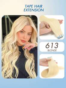 20pcs Tape In Hair Extensions Human Hair Color 60 Platinum Blonde 14-22 Inch 100% Human Hair Invisible Tape In Hair Extensions - Multicolor - View 27
