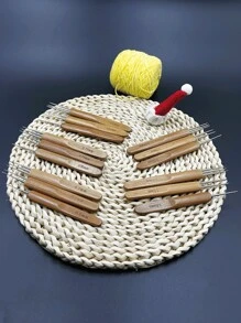3pcs/Pack Bamboo Handle Carbonized Crochet Hooks Set, 0.5mm, 0.75mm, 1.0mm, 1.25mm, 1.5mm - Bamboo Braiding Crochet Hooks Suitable For Braiding, Dreadlocks, Beading - Brown - View 3
