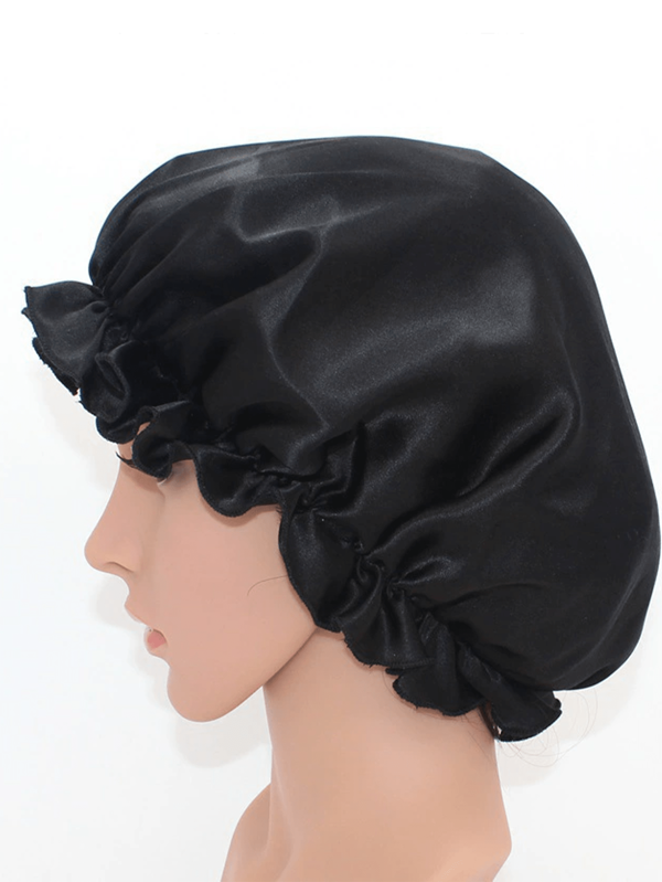 Touca de banho feminina reutilizável e à prova d'água, 1 peça, touca elástica para lavar o cabelo com dupla camada, chapéu de banho para viagem, touca de banho, produtos e acessórios para cabelo, itens essenciais de beleza para viagem em salão de barbearia