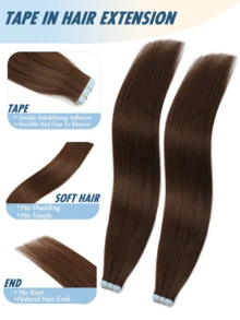 20pcs Tape In Hair Extensions Human Hair Color 60 Platinum Blonde 14-22 Inch 100% Human Hair Invisible Tape In Hair Extensions - Multicolor - View 5