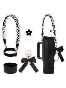 7 件/套杯子配件套装适用于 杯 30 盎司 40 盎司，包括 1 套水瓶手柄带、1 个硅胶吸管盖、1 个硅胶杯套、3 个饰物配件