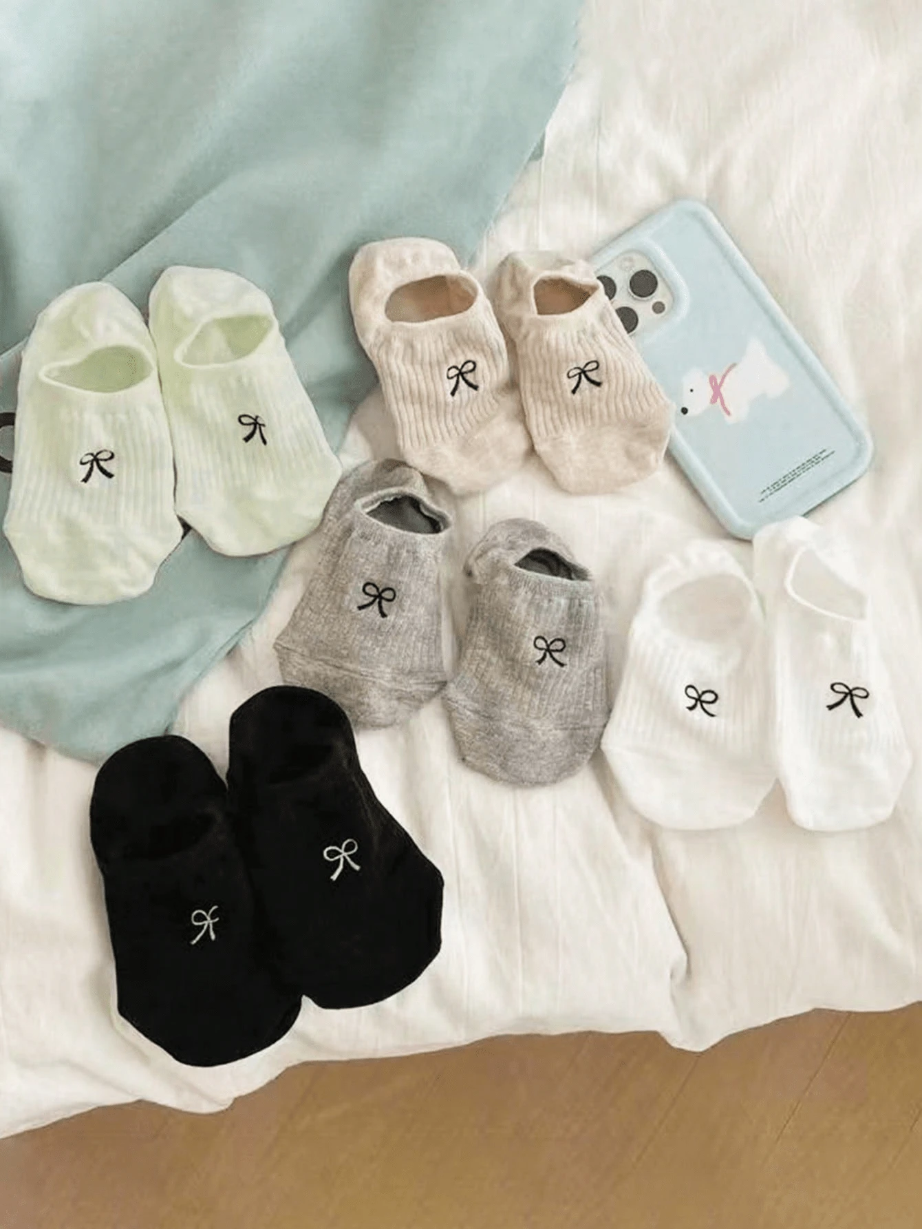 1/5 Pairs Of Women's Invisible Socks, Bow Personalized Pop Ankle Socks, Random Colors,Fashionable, Soft And Comfortable, Suitable For Home And Outdoor Wear, Suitable For All Seasons - Multicolor - View 1