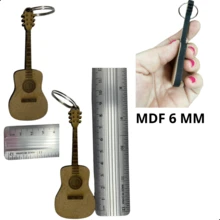 10 Guitar Keychains Musical Instrument Wood MDF 6mm - Yellow - View 3