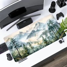 Snow Mountain Mouse Pad Aesthetic Art Desk Mat 35.4x15.7 Inch Desk Accessories Rubber Base With Stitched Edge Non-Slip Keyboard Pad For Office Home Computer As Gifts For Men Women Friends Birthdays Christmas
