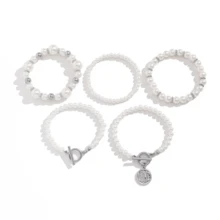 5pcs/Set Fashionable Bracelet Set, Versatile & Elegant For Daily Wear - Pearl Bracelet Set - View 4