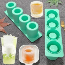 1 个 4 腔圆形冰块托盘，硅胶制冰机模具，易于释放冰块，适用于鸡尾酒、酒吧或冰咖啡杯 - 綠色 - 查看 2