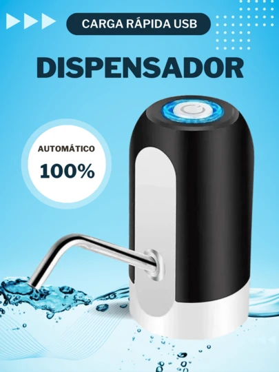 Dispensador de Agua Batería Carga Rápida USB Recargable 100% Automático Luz Indicadora de Encendido de Plástico 5 V Ligero para Garrafón de Varios Tamaño Diseño Ergonómico para Agua Potable Higiénico Seguro de Acero Inoxidable Portátil  Fácil de Instalar Más de 5,000 Horas de Uso