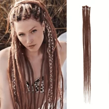Extensions de dreadlocks synthétiques de 24 pouces, fines de 0,6 cm - Extensions de cheveux au crochet pour le reggae, le hip-hop, Halloween et Noël - Souples, faites à la main, 5 brins de locks pour la coiffure - Multicolore - Voir 27