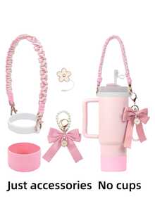 7 件/套杯子配件套装适用于 杯 30 盎司 40 盎司，包括 1 套水瓶手柄带、1 个硅胶吸管盖、1 个硅胶杯套、3 个饰物配件