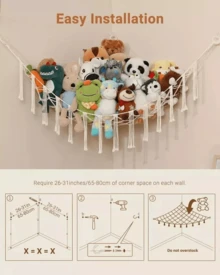 NetHong Kids Toy Hammock Hand-Woven Soft Storage Mesh Net For Teddy Bear Bedroom Cuddly - White - View 4