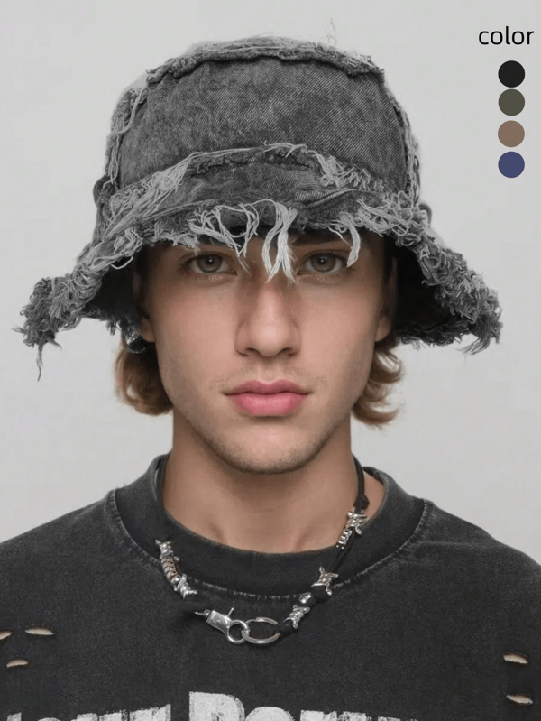 1pc Versatile Casual Personalized Washed Bucket Hat, Suitable For Outdoor Leisure