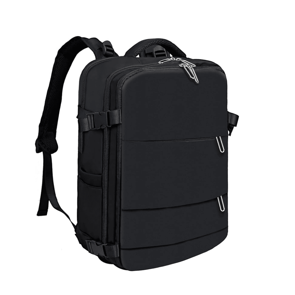 Kynley Mochila Viaje Cabina Avion 40x30x20, Mochila de Cabina para Ryanair, Maletas de Viaje Cabina, Travel Backpack, Mochila Portatil Hombre Mujer, Equipaje de Mano Bolso Mochilas 20L - Negro