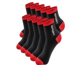 30/15/10/1 双装男士纯色及字母印花运动中筒袜 - 吸湿排汗、轻盈柔软舒适、休闲百搭，四季皆宜，适合日常穿着，秋季适用 - 彩色 - 查看 4