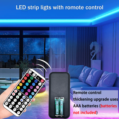 44-Key Remote Control & App Enabled USB LED Strip Light, Dimmable RGB Color Changing Night Light/TV Backlight, Suitable For Bedroom, Holiday Decor, Home Decor, Wall Decor, Halloween Party