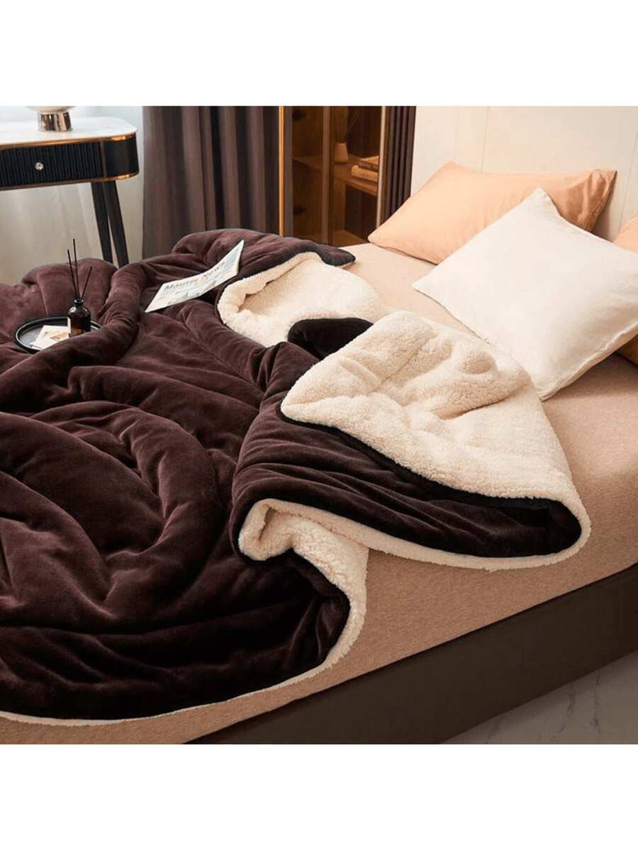 Coberdrom Confortável e Macio Em Vários Tamanhos e Cores - Simula lã de Carneiro - Marrom - Visão 1