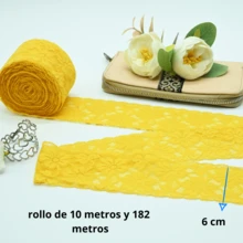 206 6cm Wide Lace Trims In Various Colors - Ideal For Crafts And Creative Projects - Yellow - View 5