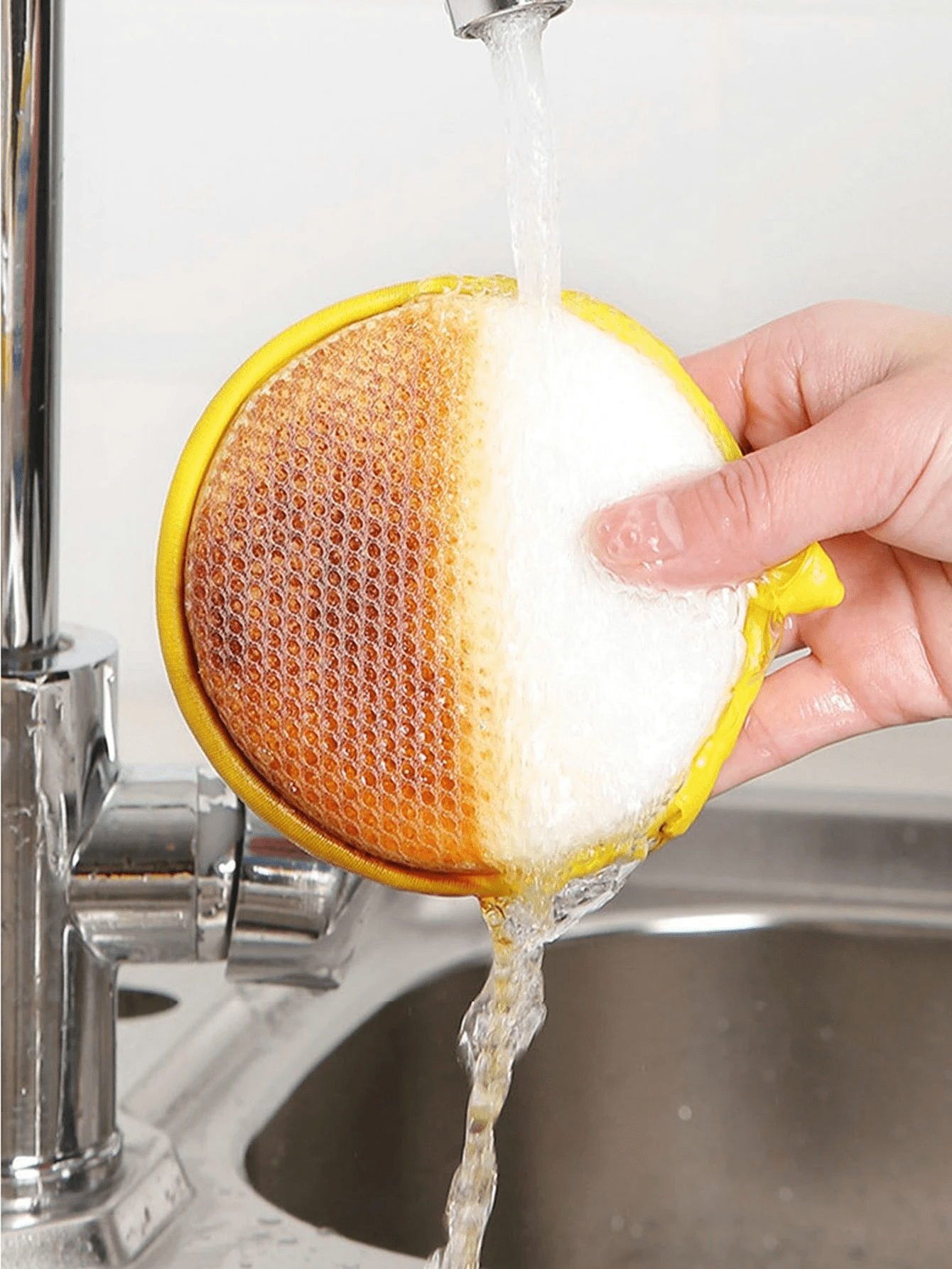 قطع إسفنج غسيل أطباق ذو وجهين مع منظف سلك فولاذي 1...